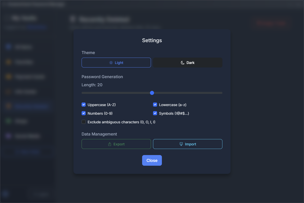 Settings Panel